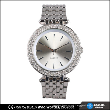 wholesale luxury watch bracelet, stones bezel quartz silver women watch